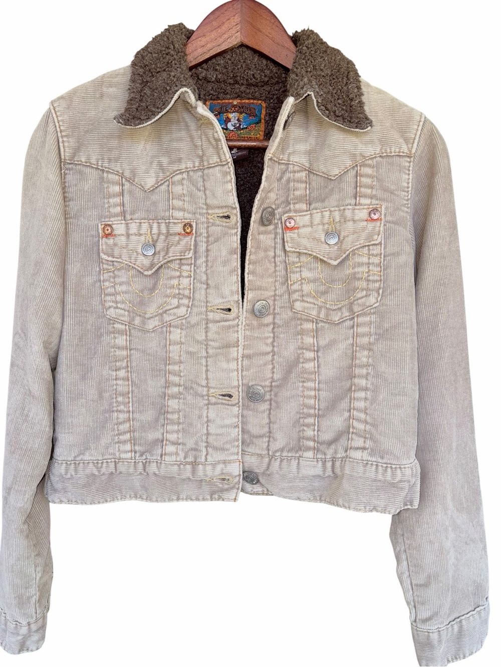 True Religion “Jimmy” Corduroy Sherpa Trucker Jacket Y2K Womens M